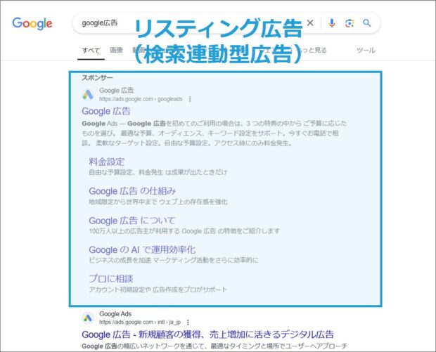 リスティング広告の表示例